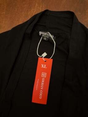 Urban Coco Women's Open Front Draped Cardigan Long Sleeve Lightweight Sweater XL